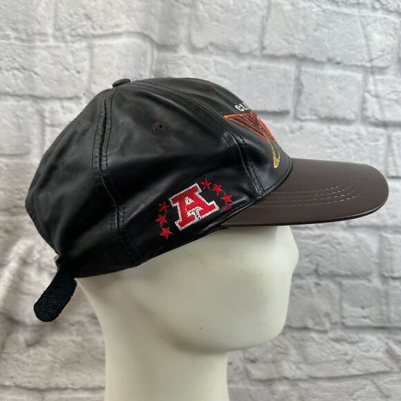 VTG NFL Cleveland Browns Embroidered Leather Cap Hat One-Size Adjustable Back - Picture 3 of 9